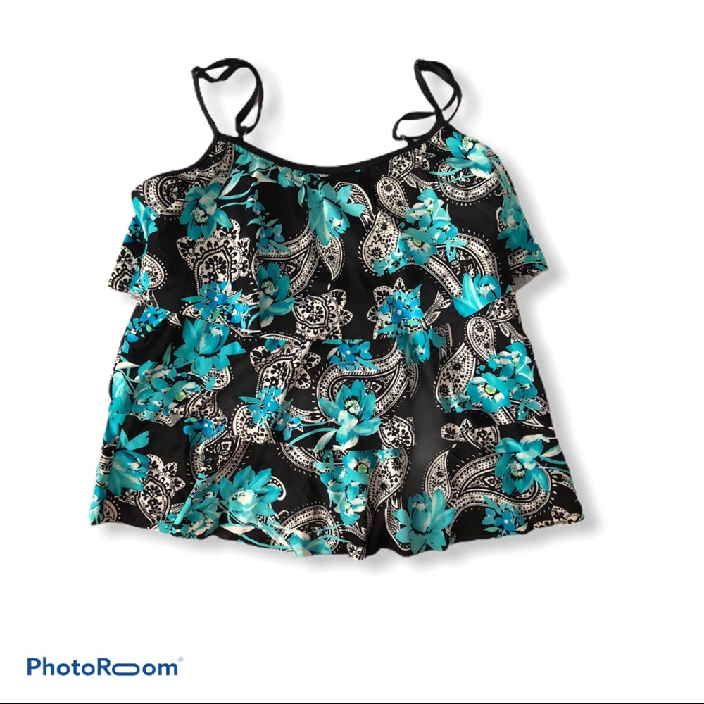Maxine Hollywood Floral Tier Tankini Swim Top 18